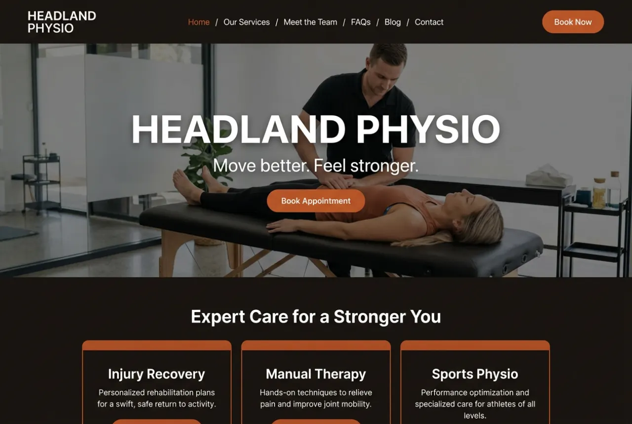 Headland Physio demo website mock-up by Still Digital Gold Coast
